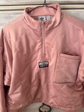 adidas Dusty Rose Quilted Half-Zip Pullover Small